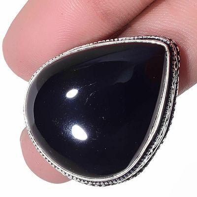 Bag 056c bague chevaliere 17gr t55 onyx noir 22x30mm bijou art deco gothique argent achat vente