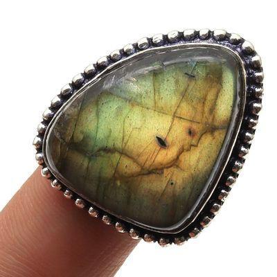 Bag 072 bague chevaliere 12gr t59 20x28mm labradorite bleue achat vente bijoux argent 925 1 