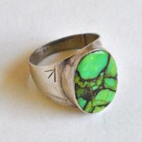 Bag 080 bague chevaliere t58 turquoise verte 14x18mm vente bijou argent 925 1