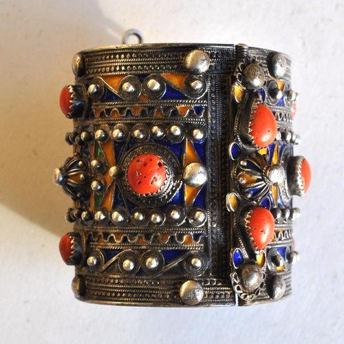 Bby 002 bracelet beni yenni berbere kabyle argent emaille corail 1 