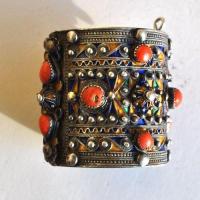Bby 002 bracelet beni yenni berbere kabyle argent emaille corail 4 