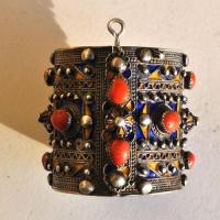 Bby 002 bracelet beni yenni berbere kabyle argent emaille corail 8 