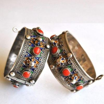 Bby 003 bracelet beni yenni 76gr h30 berbere kabyle argent emaille corail 1