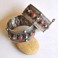 Bby 003 bracelet beni yenni 76gr h30 berbere kabyle argent emaille corail 10 