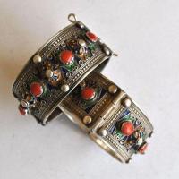 Bby 003 bracelet beni yenni 76gr h30 berbere kabyle argent emaille corail 12 