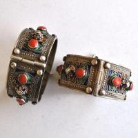 Bby 003 bracelet beni yenni 76gr h30 berbere kabyle argent emaille corail 14 