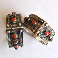 Bby 003 bracelet beni yenni 76gr h30 berbere kabyle argent emaille corail 15 