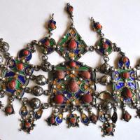 Bby 004 parure de tete diademe beni yenni 450gr 57cm berbere kabyle argent emaille corail 1 