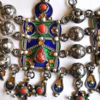 Bby 004 parure de tete diademe beni yenni 450gr 57cm berbere kabyle argent emaille corail 11