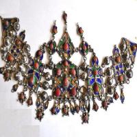 Bby 004 parure de tete diademe beni yenni 450gr 57cm berbere kabyle argent emaille corail 13 