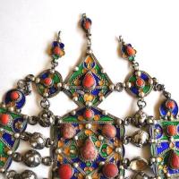 Bby 004 parure de tete diademe beni yenni 450gr 57cm berbere kabyle argent emaille corail 4 