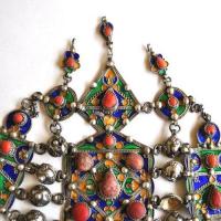 Bby 004 parure de tete diademe beni yenni 450gr 57cm berbere kabyle argent emaille corail 4