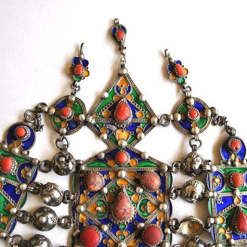 Bby 004 parure de tete diademe beni yenni 450gr 57cm berbere kabyle argent emaille corail 4