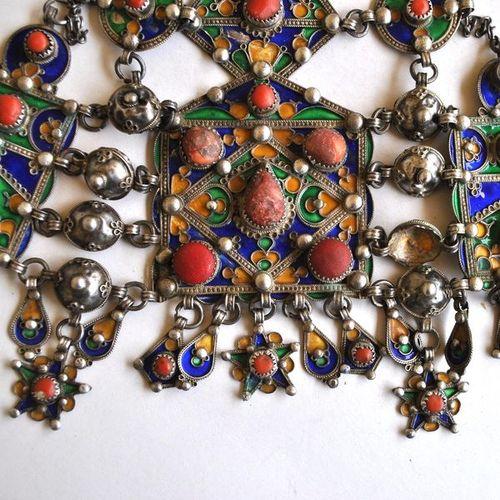 Bby 004 parure de tete diademe beni yenni 450gr 57cm berbere kabyle argent emaille corail 5