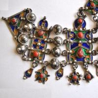 Bby 004 parure de tete diademe beni yenni 450gr 57cm berbere kabyle argent emaille corail 7 