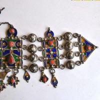 Bby 004 parure de tete diademe beni yenni 450gr 57cm berbere kabyle argent emaille corail 8 