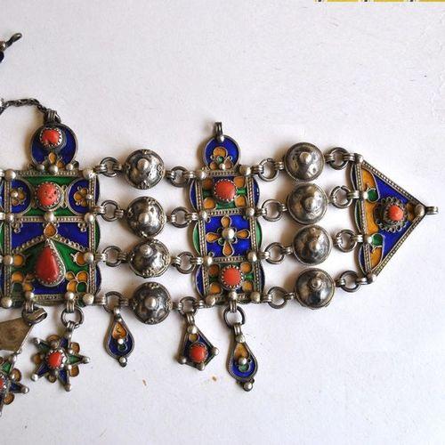 Bby 004 parure de tete diademe beni yenni 450gr 57cm berbere kabyle argent emaille corail 8