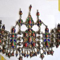 Bby 004 parure de tete diademe beni yenni 450gr 57cm berbere kabyle argent emaille corail 9 