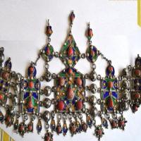 Bby 004 parure de tete diademe beni yenni 450gr 57cm berbere kabyle argent emaille corail 9