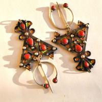 Bby 005 paire fibules beni yenni 190gr 16cm berbere kabyle argent emaille corail 13