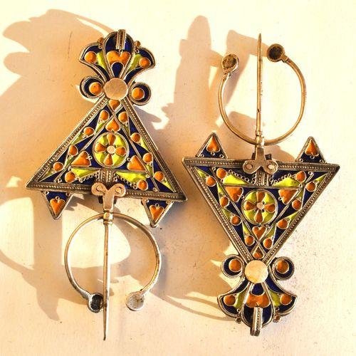 Bby 005 paire fibules beni yenni 190gr 16cm berbere kabyle argent emaille corail 15