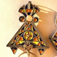 Bby 005 paire fibules beni yenni 190gr 16cm berbere kabyle argent emaille corail 16