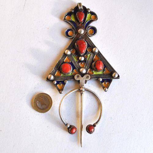 Bby 005 paire fibules beni yenni 190gr 16cm berbere kabyle argent emaille corail 2 