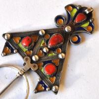 Bby 005 paire fibules beni yenni 190gr 16cm berbere kabyle argent emaille corail 3