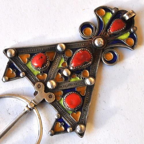 Bby 005 paire fibules beni yenni 190gr 16cm berbere kabyle argent emaille corail 3