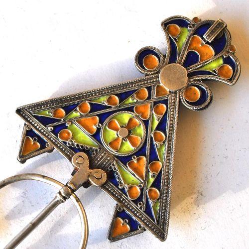 Bby 005 paire fibules beni yenni 190gr 16cm berbere kabyle argent emaille corail 4