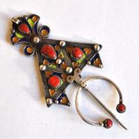 Bby 005 paire fibules beni yenni 190gr 16cm berbere kabyle argent emaille corail 7