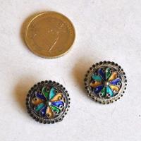 Bby 007 paire boucles oreilles clip beni yenni berbere kabyle argent emaille bijou ethnique 3 