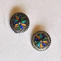 Bby 007 paire boucles oreilles clip beni yenni berbere kabyle argent emaille bijou ethnique 6 