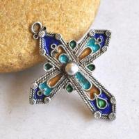 Bby 008 croix chretienne beni yenni berbere kabyle argent emaille bijou ethnique 1 1