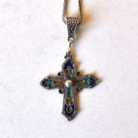 Bby 008 croix chretienne beni yenni berbere kabyle argent emaille bijou ethnique 5 1