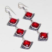 Bcl 001a boucles oreilles topaze rouge red bijoux argent 925 vente achat