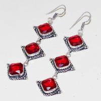 Bcl 001b boucles oreilles topaze rouge red bijoux argent 925 vente achat