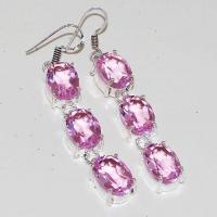 Bcl 002a boucles oreilles topaze rose pink bijoux6argent 925 vente achat