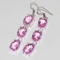 Bcl 002b boucles oreilles topaze rose pink bijoux6argent 925 vente achat