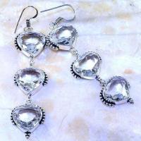 Bcl 003a boucles oreilles topaze blanche coeur bijoux argent 925 vente achat