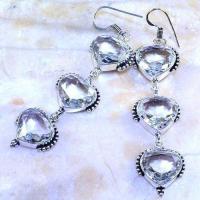 Bcl 003b boucles oreilles topaze blanche coeur bijoux argent 925 vente achat