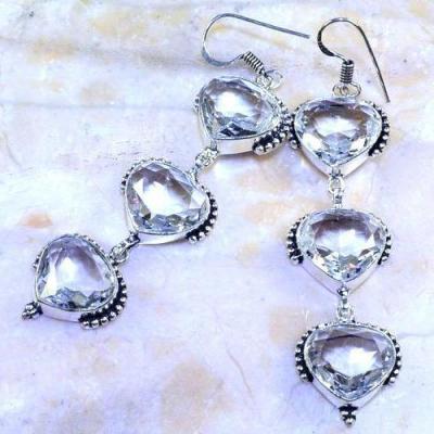 Bcl 003c boucles oreilles topaze blanche coeur bijoux argent 925 vente achat