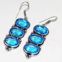 Bcl 004b boucles oreilles topaze bleue suisse bijoux argent 925 vente achat