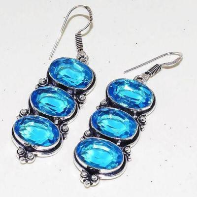 Bcl 004c boucles oreilles topaze bleue suisse bijoux argent 925 vente achat