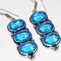 Bcl 004c boucles oreilles topaze bleue suisse bijoux argent 925 vente achat