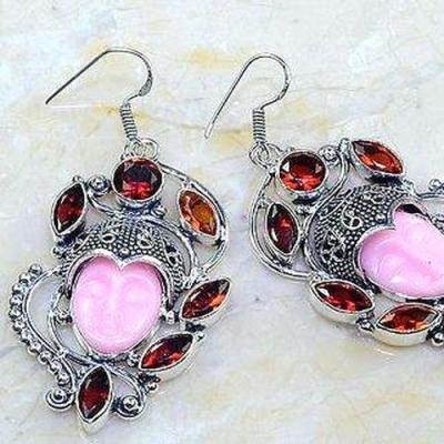 Bcl 008a boucles pendants oreilles bouddha grenat mozambique achat vente bijou argent 925