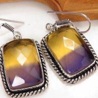 Bcl 014a boucles pendants oreilles ametrine topaze bleue achat vente bijou argent 925