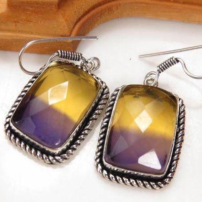 Bcl 014a boucles pendants oreilles ametrine topaze bleue achat vente bijou argent 925