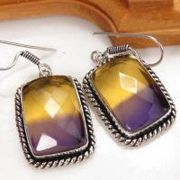 Bcl 014c boucles pendants oreilles ametrine topaze bleue achat vente bijou argent 925