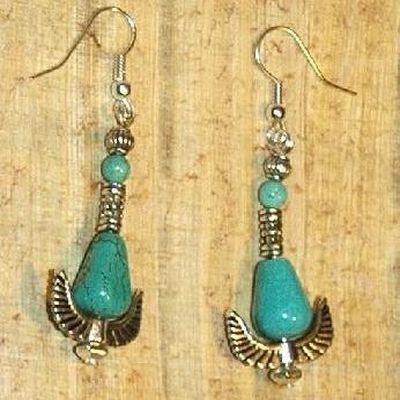 Bcl 015a boucles pendants oreilles turquoise bleue argent 926